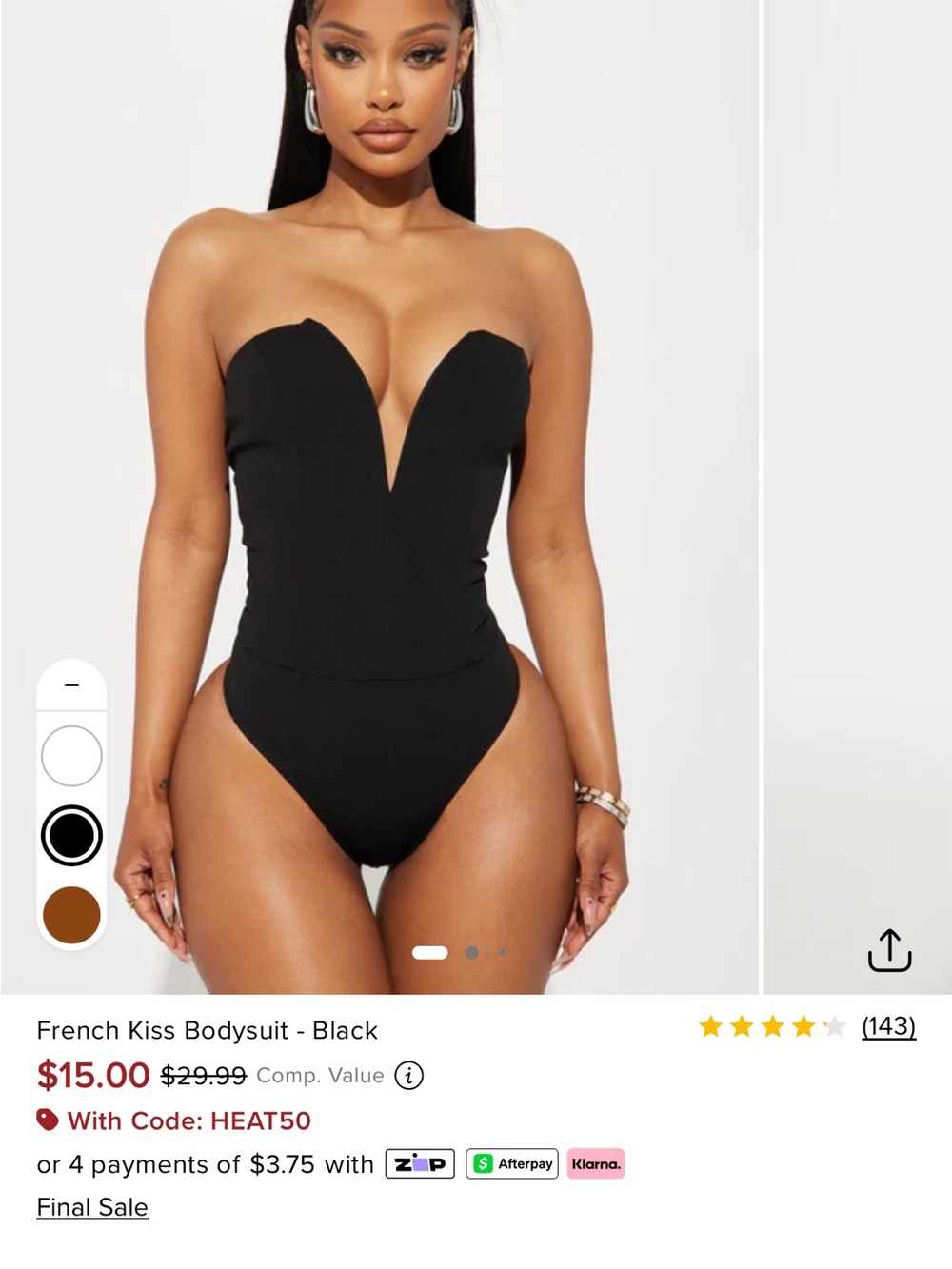 Fashion Nova Strapless Plunge Bodysuit - Black
